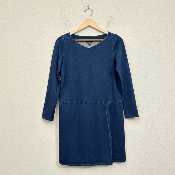 PURE J. JILL Indigo Faux Wrap Shift Dress in Denim Blue #079212 - Picture 1 of 10